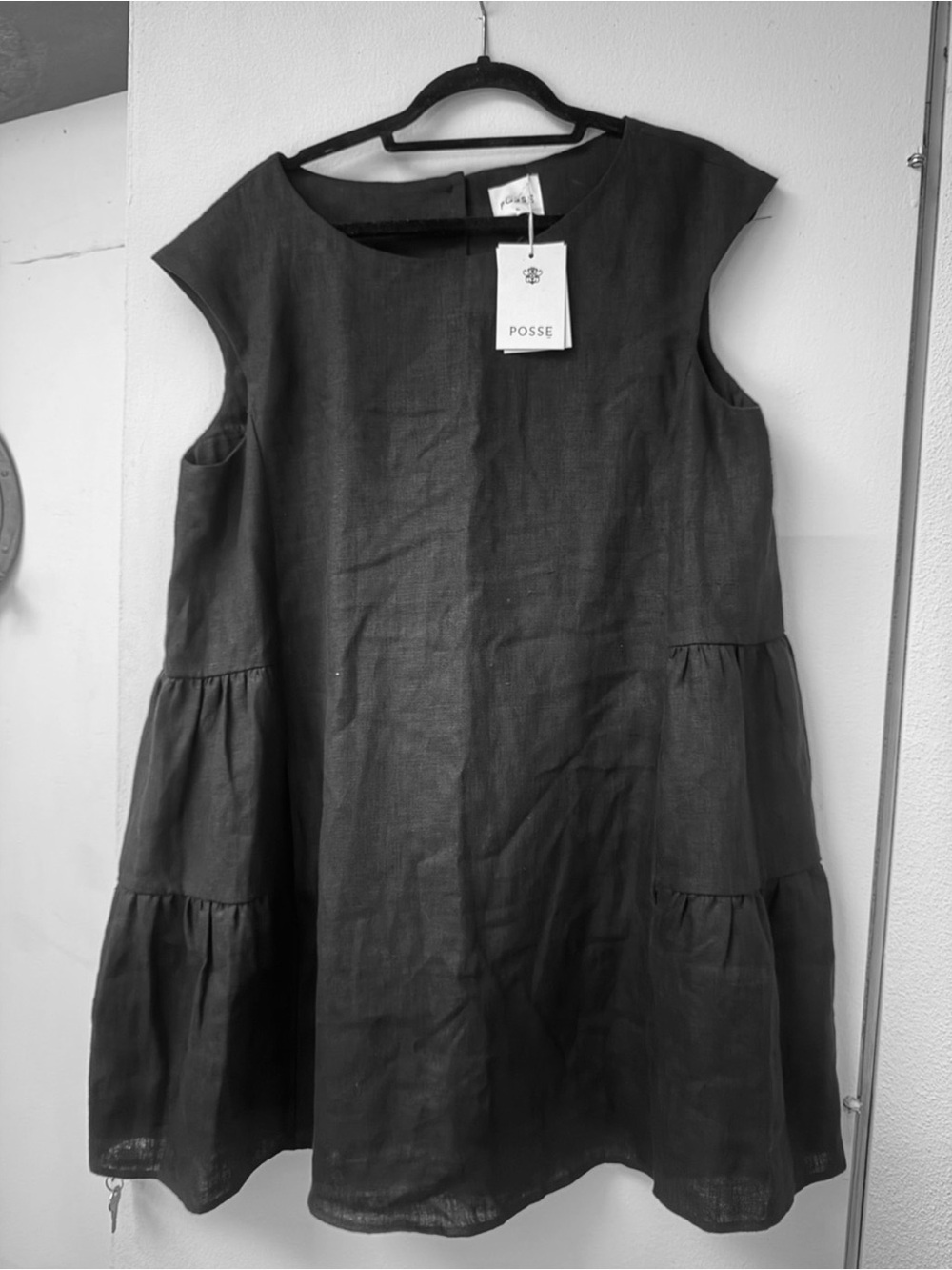 Posse Black Tiered Linen Dress